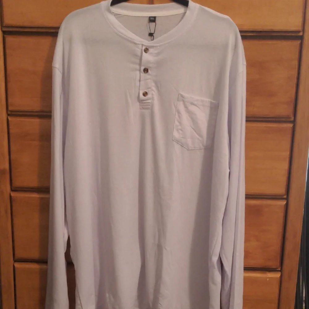 Uni Clau Men's Big & Tall Long Sleeve White Pocket T-shirt. Size 3 X - Picture 1 of 6